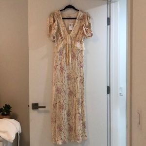 LOVESHACKFANCY LILLIAN SILK FLORAL DRESS w/ tags